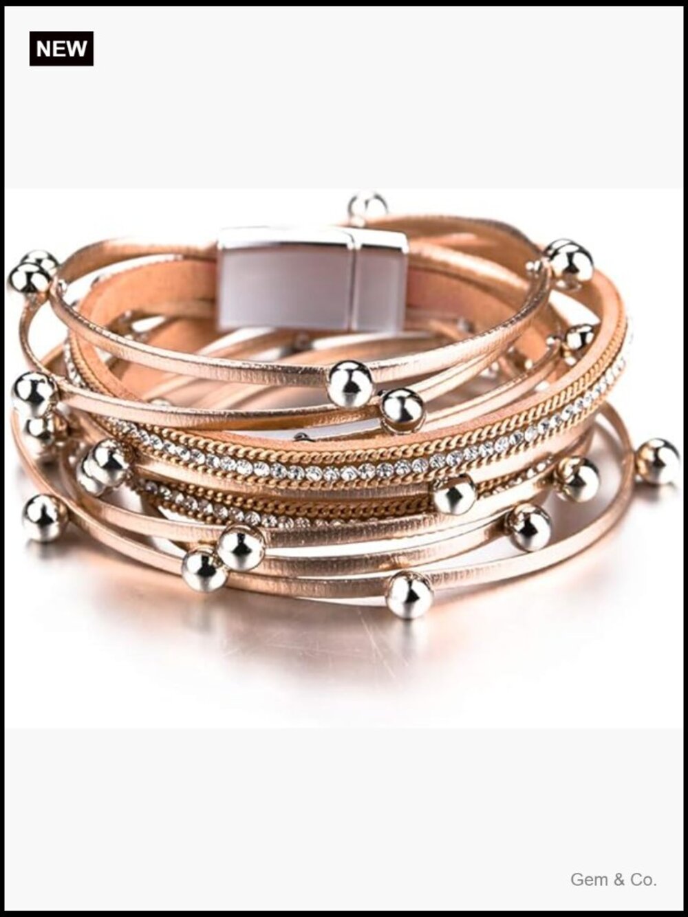 Leather Wrap Bracelet Multi-Layer Crystal Beads Cuff Jewelry